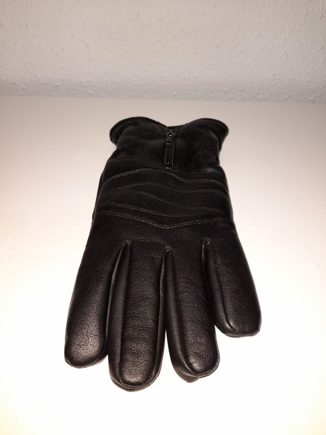 GUANTES NEGROS PIEL INVIERNO