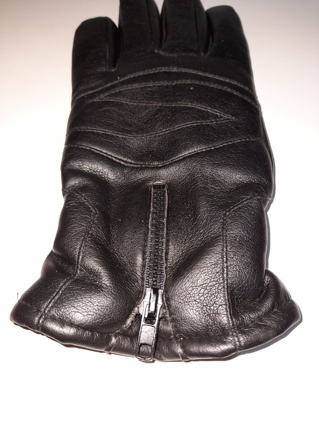 GUANTES NEGROS PIEL INVIERNO