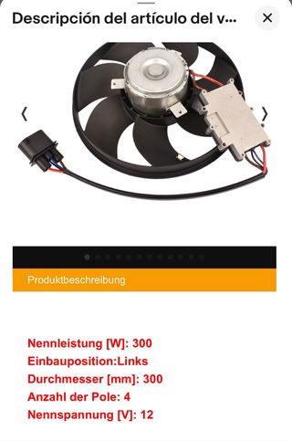 Ventilador Porsche Cayenne 955 300mm