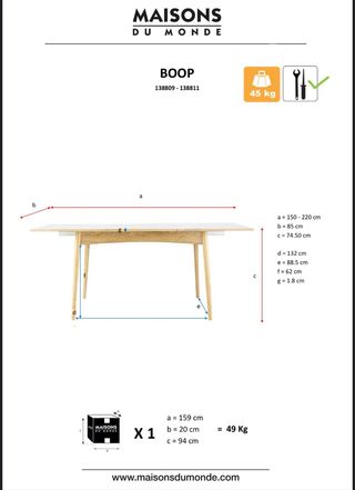 Mesa comedor extensible