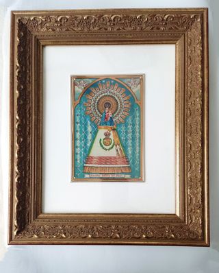 ANTIGUA CHAPA LITOGRAFIADA DE LA VIRGEN DEL PILAR