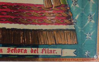 ANTIGUA CHAPA LITOGRAFIADA DE LA VIRGEN DEL PILAR