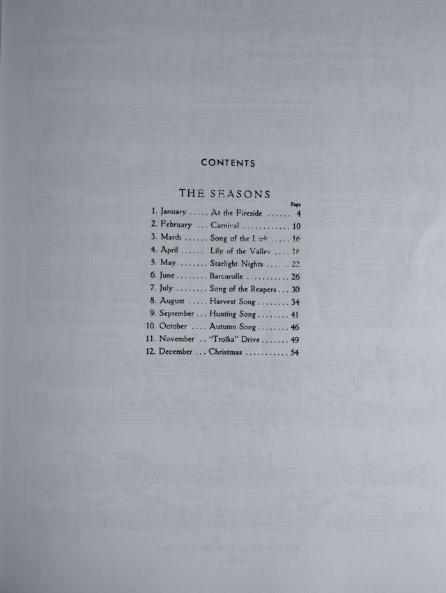 PARTITURA DE PIANO DE LAS ESTACIONES (TCHAIKOVSKI)