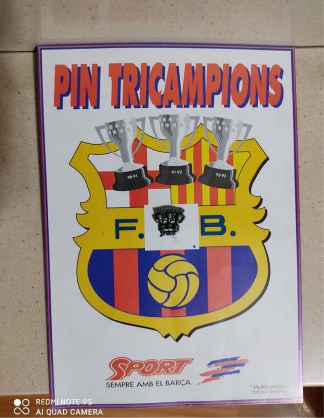 Pin Barça conmemoración tricampions
