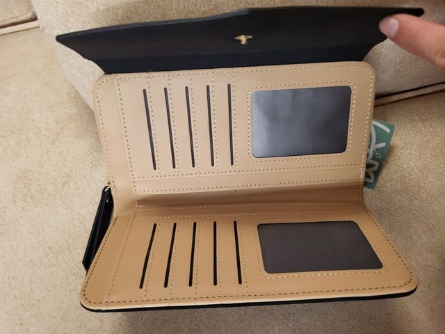 Portacarte nero e beige