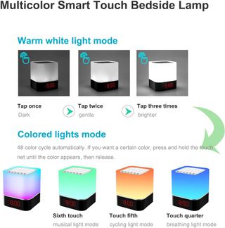 Altavoz Bluetooth, Lámpara de Noche, Despertador.