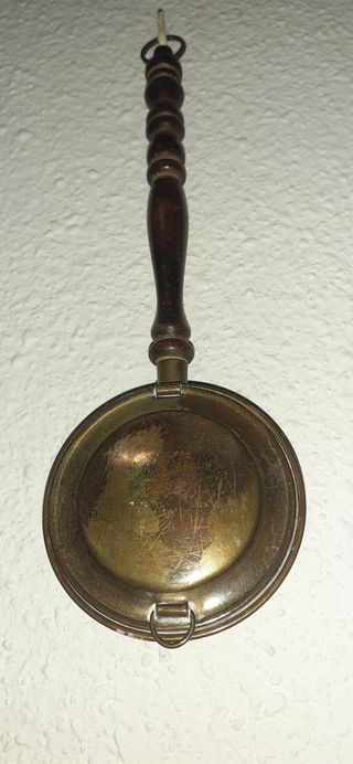 Bronce calientacamas de cunas inglés antiguo.