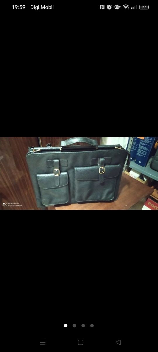 maletín tipo Cartera piel caballero negra