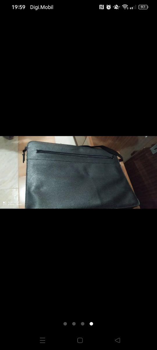 maletín tipo Cartera piel caballero negra