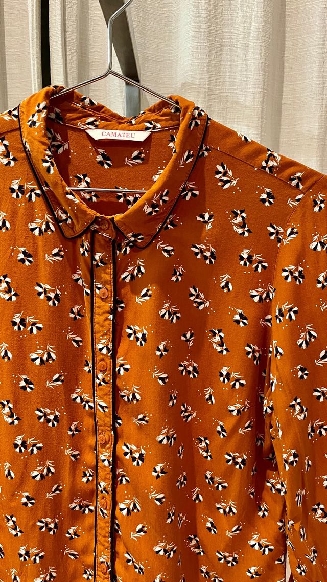 camisa mostaza estampado floral T-S