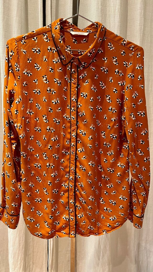 camisa mostaza estampado floral T-S