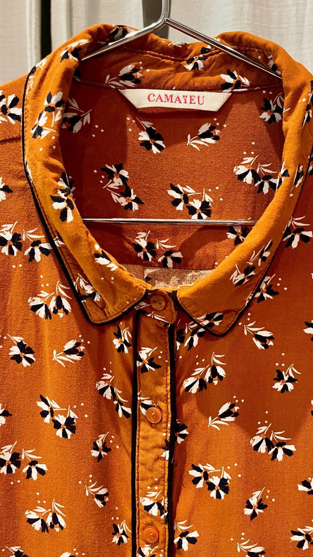 camisa mostaza estampado floral T-S