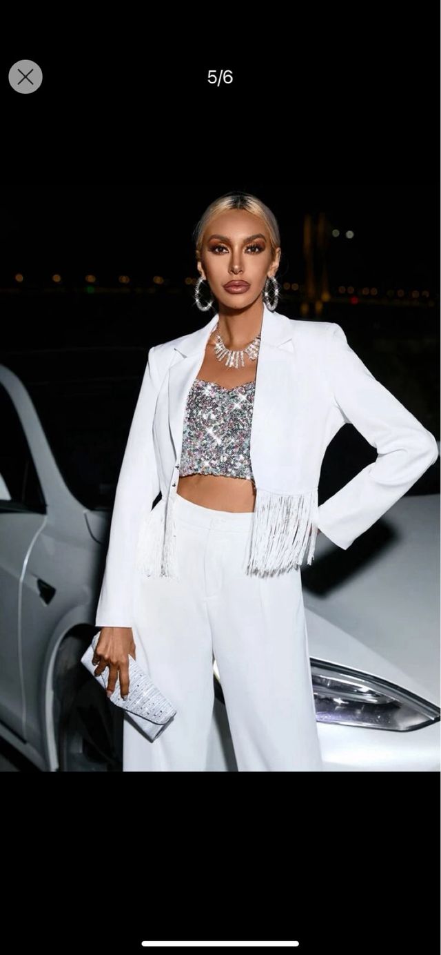 giacca bianca con frange