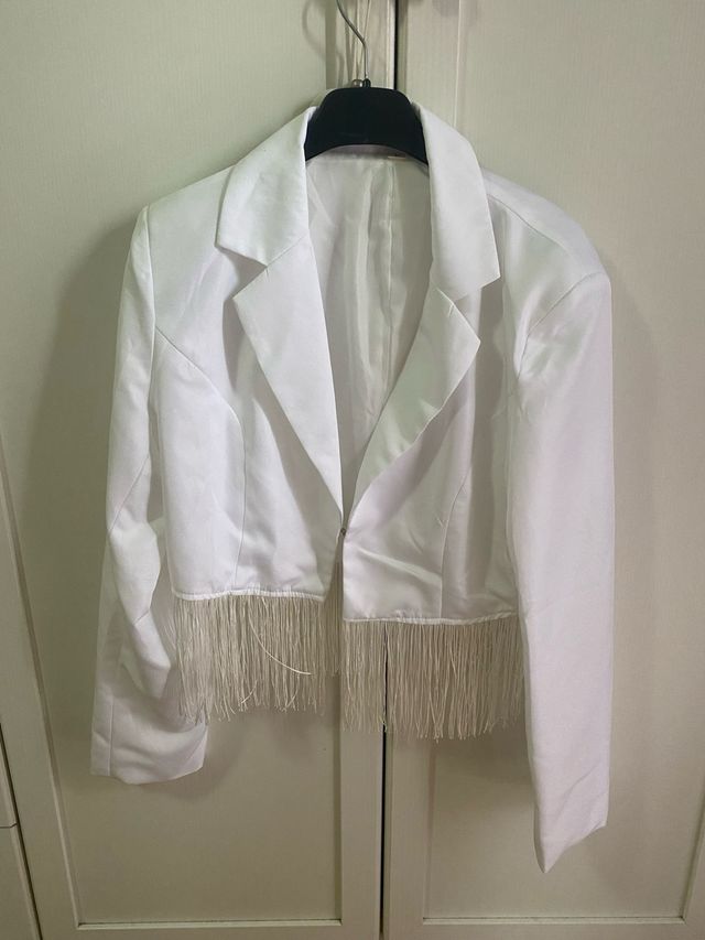 giacca bianca con frange
