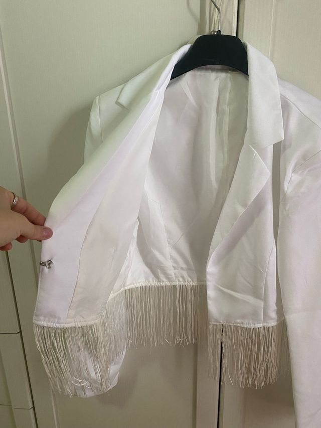 giacca bianca con frange
