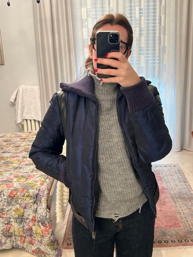 piumino bomber con inserti in pelle Parasuco