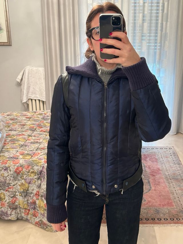 piumino bomber con inserti in pelle Parasuco