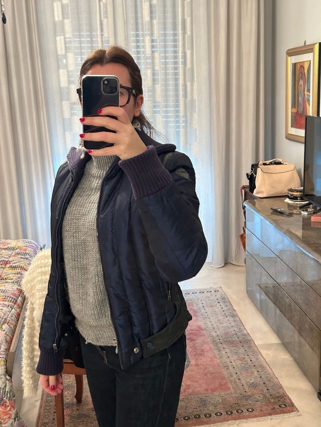 piumino bomber con inserti in pelle Parasuco