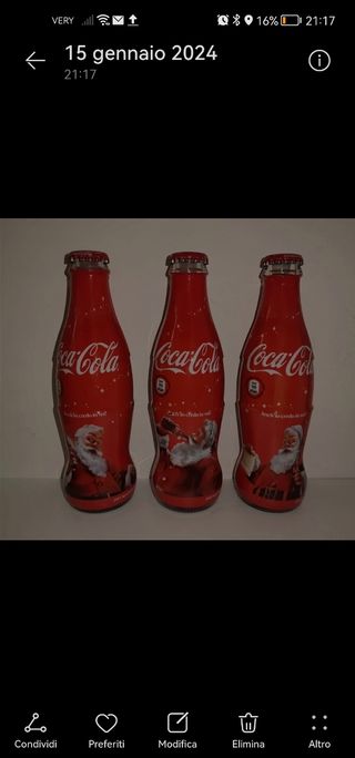Coca cola natale 2013 set 3 bottiglie in vetro 250