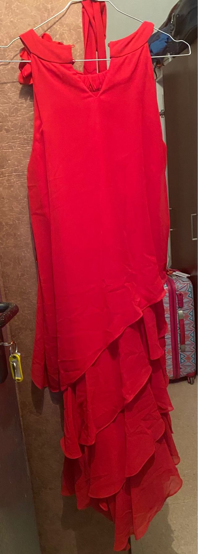 Vestido largo de fiesta color rojo