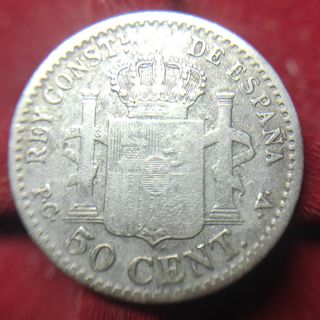 ALFONSO XIII 50 CENTIMOS PLATA 1904 ESTRELLAS *1 0