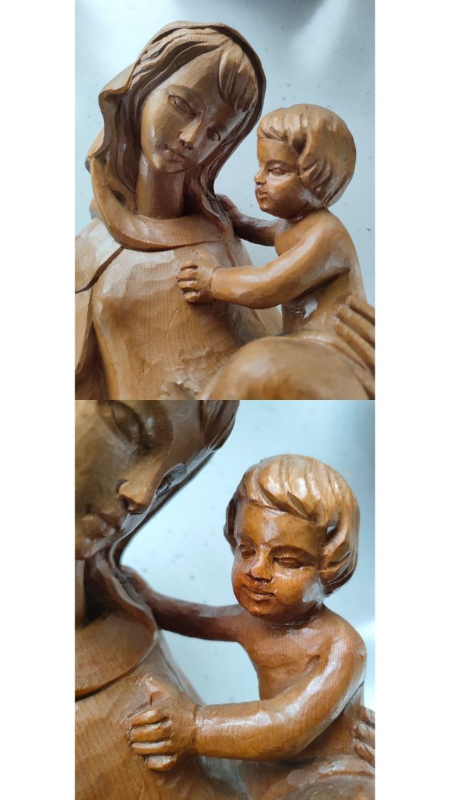 Statua Maria con Gesù bambino in legno
