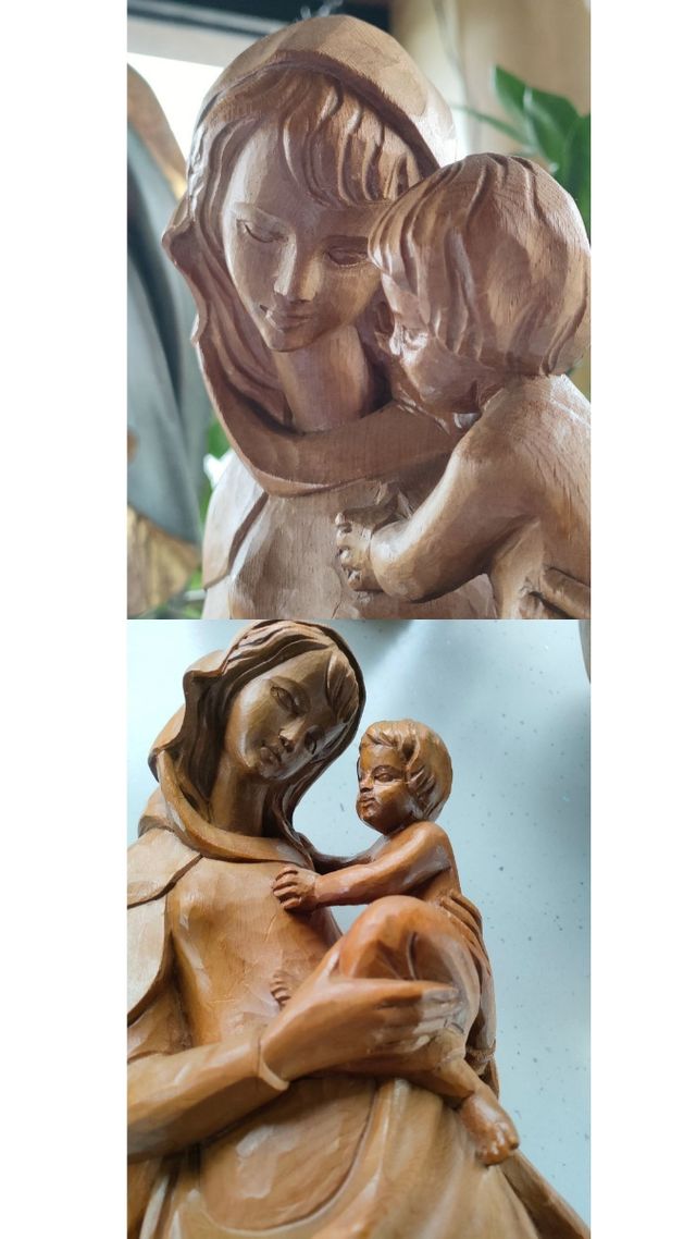 Statua Maria con Gesù bambino in legno