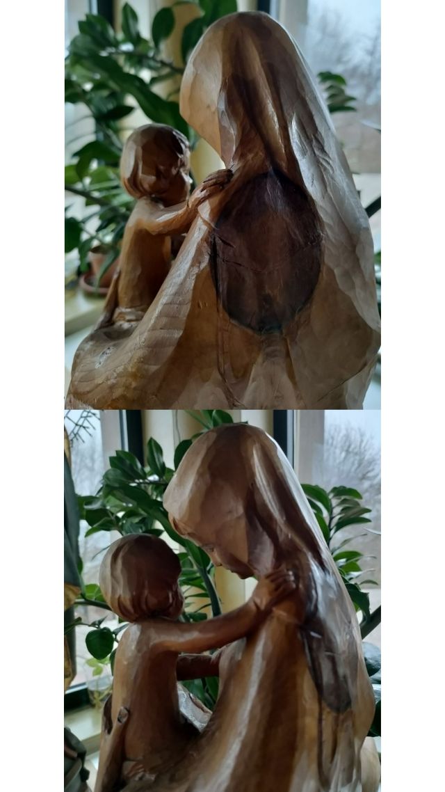 Statua Maria con Gesù bambino in legno