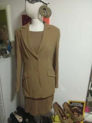 Americana tela marrón arena de el corte inglés