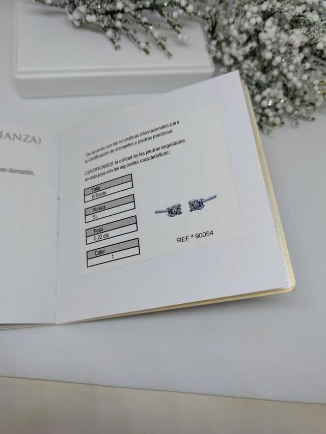 Pendientes oro blanco 750 mm., dormilonas diamante