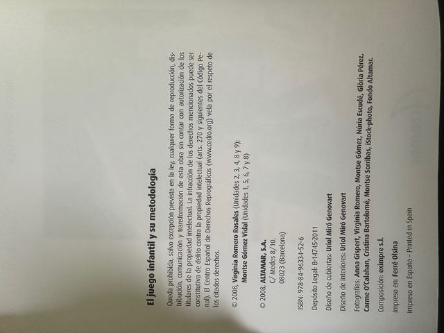 El juego infantil y su metodología