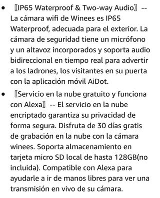 Video canara de vigilancia compatible Alexa