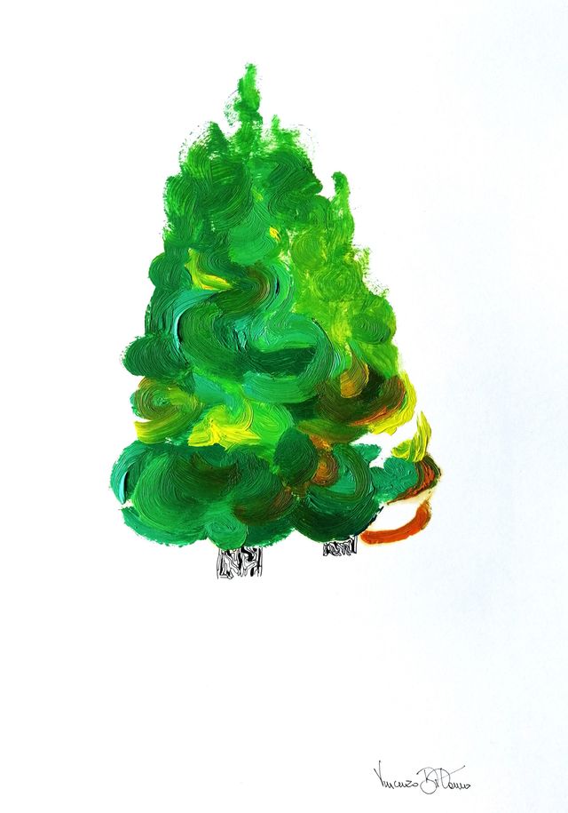 ‘Coppia d’alberi’, Quadro a olio