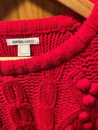 Jersey punto gordito, cuello redondo,rojo