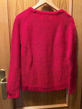 Jersey punto gordito, cuello redondo,rojo