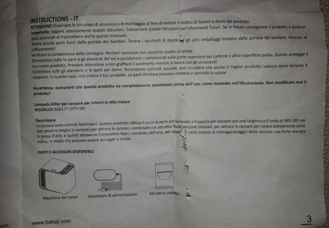 Lampada per zanzare a corrente