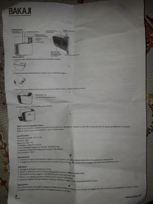 Lampada per zanzare a corrente