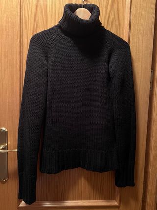 Jersey punto gordito, cuello alto,negro