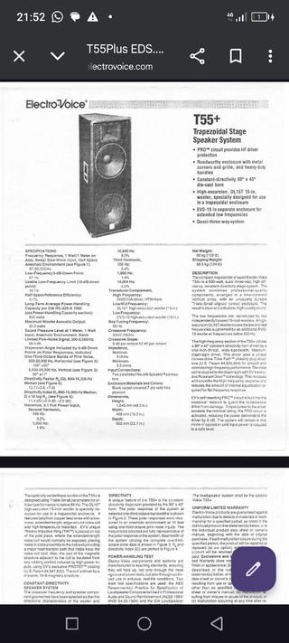 Precio por pareja Electrovoice t55