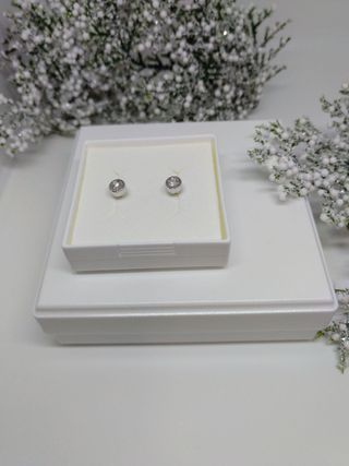 Pendientes oro blanco 750 mm., dormilonas diamante