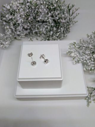 Pendientes oro blanco 750 mm., dormilonas diamante