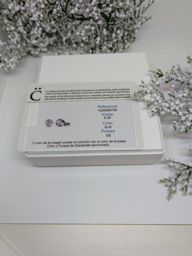 Pendientes oro blanco 750 mm., dormilonas diamante