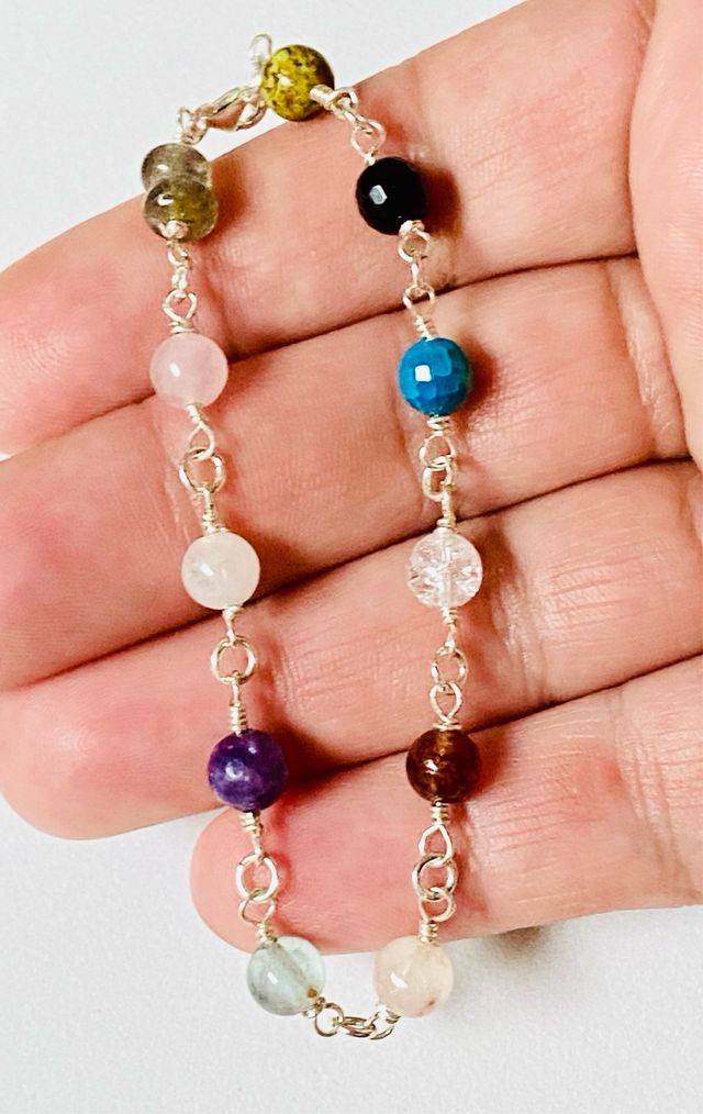 Pulsera con piedras preciosas y plata de ley 925
