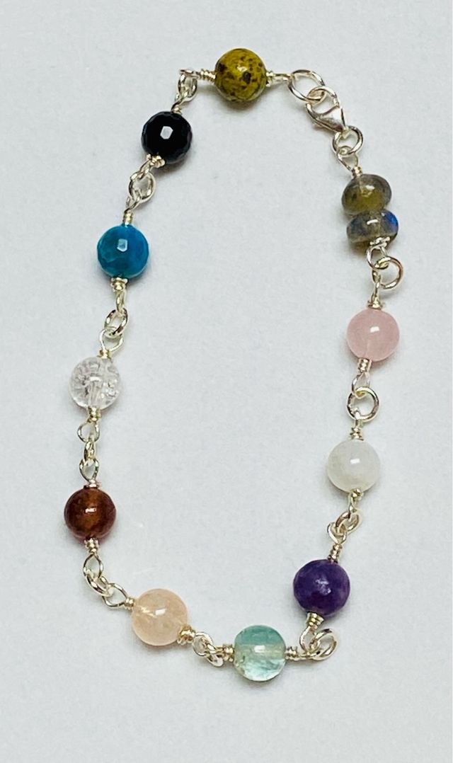 Pulsera con piedras preciosas y plata de ley 925