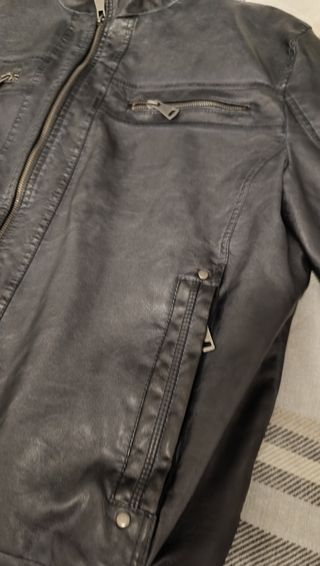 Cazadora chaqueta polipiel azul marino