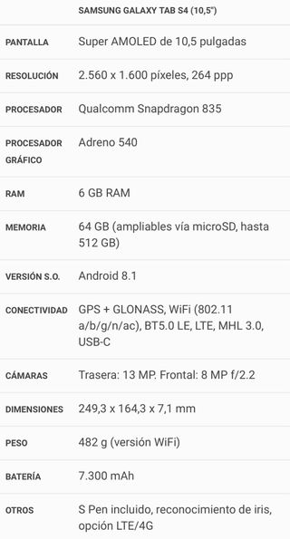 Tablet Samsung galaxy tab S4 10,5”+ accesorios