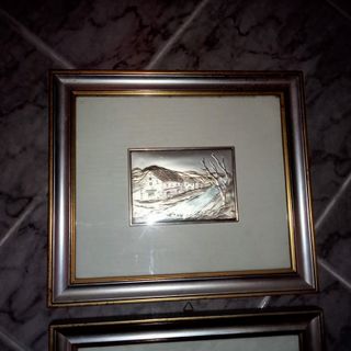 3 Quadri su lastra argento 925