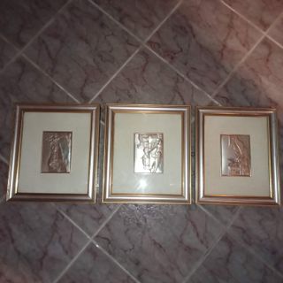 3 Quadri su lastra argento 925