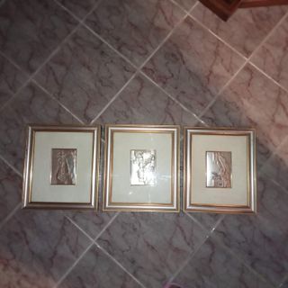 3 Quadri su lastra argento 925