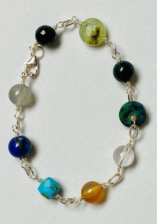 Pulsera de piedras preciosas unica y plata ley 925